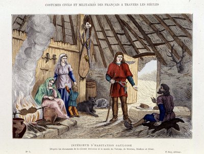 Interiør af galliske boliger - i "Frankrig og franskmændene gennem århundrederne"" af Unknown artist
