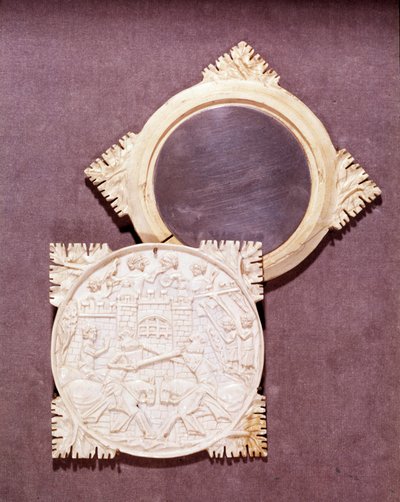Elfenbensspejl og æske, der repræsenterer en ridderturneringsscene. 1450-1500. Paris, Nationalmuseet for middelalderen, Thermes de Cluny af Unknown artist