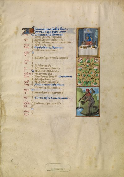 Kalenderside for januar; Fester; Vandmanden af Unknown artist