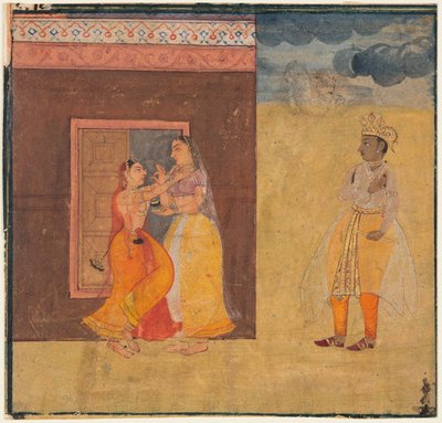 Krishna Abhisarika Naika, Fra det Rasikapriya-manuskript af Unknown artist
