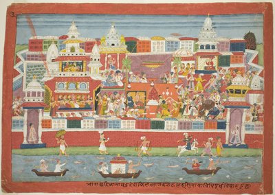 Krishnas ægteskab med Kalinda, side fra et spredt Bhagavata Purana-manuskript af Unknown artist