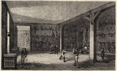Ecole Polytechnique i Paris i 1873 - Fægterummet - Indgravering fra 1873 i "Le monde illustrious"" af Unknown artist