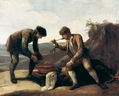La Sopa Boba eller morgenmaden, Anonymt maleri fra det 18. århundrede. Madrid. Lazarus Galdiano Foundation af Unknown artist