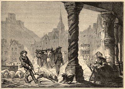 Hovedgaden på en dags gåtur i Dol de Bretagne - indgravering i "" PATRIE"" - BESKRIVELSE PECTURESSE DE LA FRANCE EN 6 BIND AF LUCIEN HUARD - slutningen af ​​1800-tallet af Unknown artist