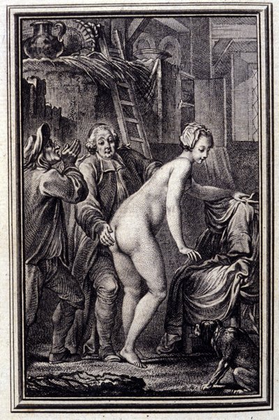 La mare du compere Pierre- i ""Fortællinger og noveller på vers"" af Jean La Fontaine. 1762. af Unknown artist