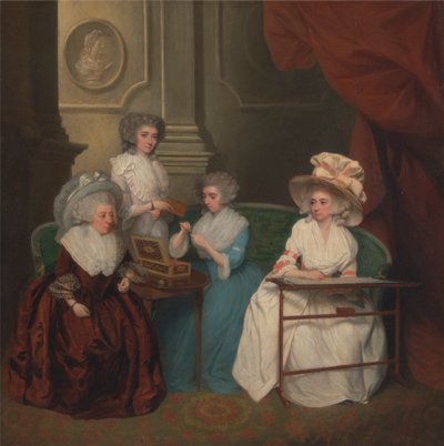 Lady Jane Mathew og hendes døtre af Unknown artist