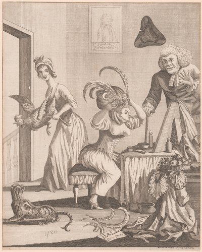 Dame forbereder sig til aften ved et bal af Unknown artist