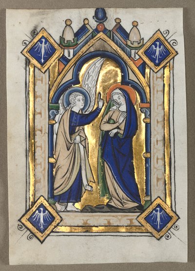 Blad udskåret fra en Psalter: Bebudelsen af Unknown artist
