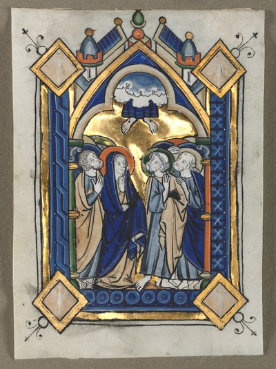 Blad udskåret fra en Psalter: Himmelfarten af Unknown artist