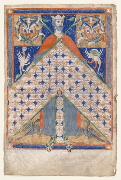 Blad fra Gratians Decretum: Table of Consaguinity af Unknown artist
