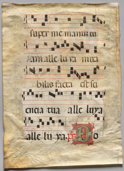 Blad fra en Gradual: Historieret initial R: Initial D (verso) af Unknown artist