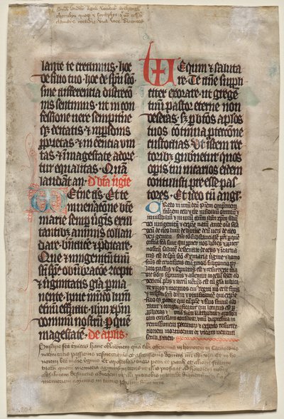 Blad fra et missal: Tekst (verso) af Unknown artist