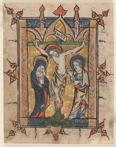 Blad fra en Psalter: Korsfæstelsen af Unknown artist