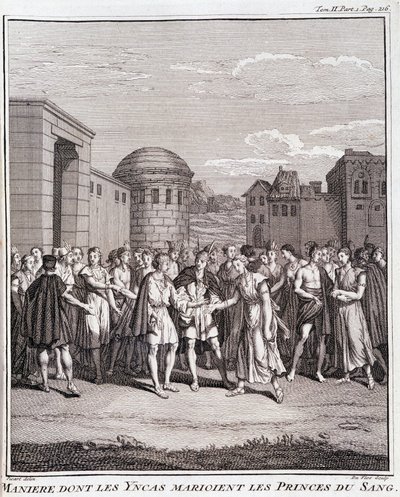 Maine, hvis inkaer giftede sig med blodets fyrster - i ""Historisk rejse i Sydamerika lavet på ordre fra kongen af ​​Spanien"" af Don Georges Juan & Don Antoine de Ulloa, T.II, red. Jombert, King