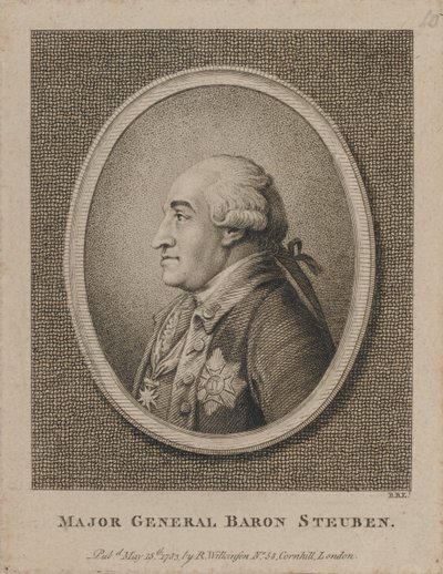 Generalmajor Baron Steuben (radering) af Unknown artist