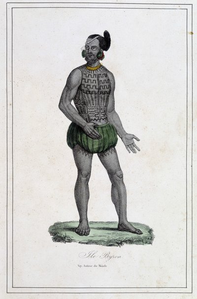 Man of Byron Islands with tattoos (Polynesien) - i "The different peoples of the earth" af Abbe Paul Jonhanneaud, Librairie des Bons livres af Unknown artist
