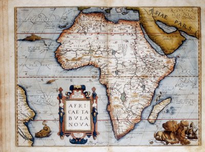 Kort over Afrika, plade taget fra "Theatrum Orbis Terrarum" af Abraham Ortelius (1527-1598) 1574 af Unknown artist