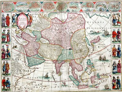 Kort over Asien fra Bleau Atlas af Unknown artist