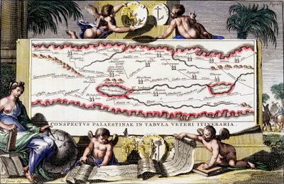 Kort over Palæstina - i ""Palæstina"" af Hadriani Relandi af Unknown artist