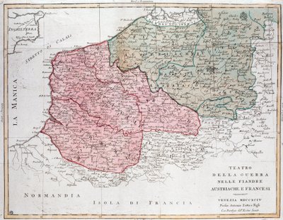 Kort over Flandern-kampagnen mellem den franske hær og den østrigske hær af Unknown artist