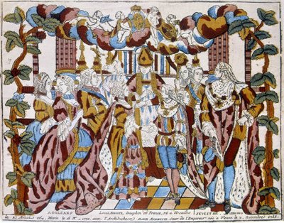 Ægteskab af Ludvig XVI med Maris Antoinette, omkring 1774, i Orleans. af Unknown artist