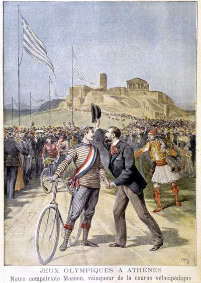 Masson vinder af det velocipediske løb ved de olympiske lege i Athen - i "" Le Petite Journal"" af 26/04/1896 af Unknown artist