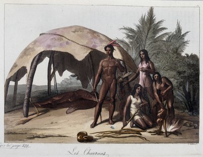 Måltider hos charruas, indianere i Paraguay. I "" Den gamle og moderne kostume"" 1818-1820, af Ferrario. af Unknown artist
