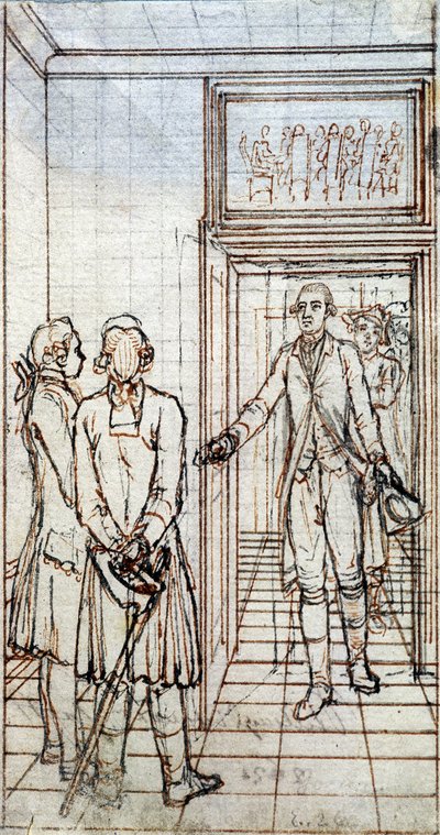 Møde med Goethe og Jung Stilling i Strasbourg. 19. århundrede tegning. af Unknown artist