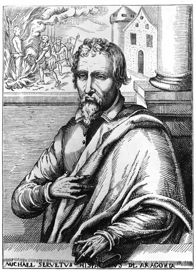 Michel Servet (Michel de Villanueva) (1511-1553), spansk læge og teolog. Gravering af Unknown artist