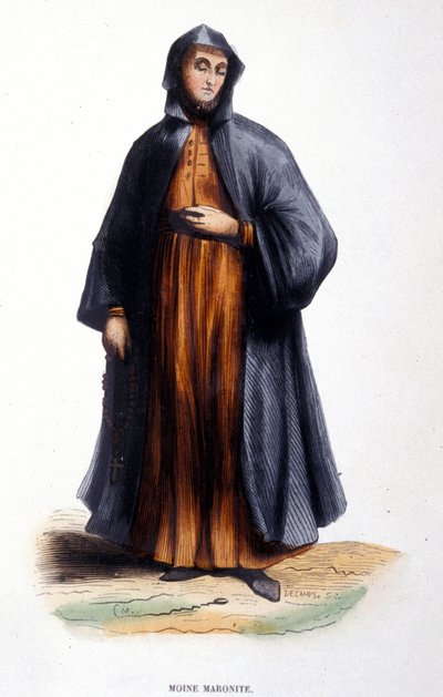 Moine Maronite. Gravering fra et album om religiøse ordrer, Paris af Unknown artist