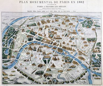 Monumental plan for Paris i 1882 af Unknown artist