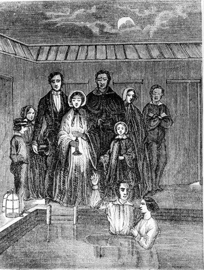 Mormon dåb. 1800-tals gravering. af Unknown artist