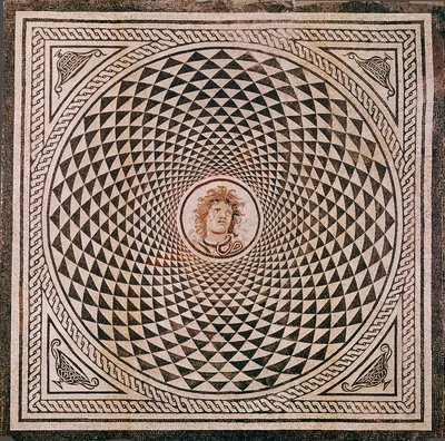 Mosaikgulv med Medusas hoved af Unknown artist