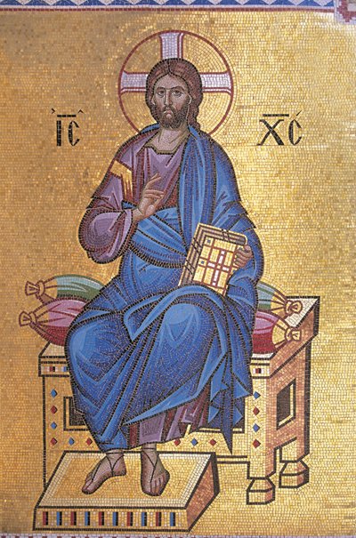Mosaik, der forestiller Kristus på tronen af Unknown artist
