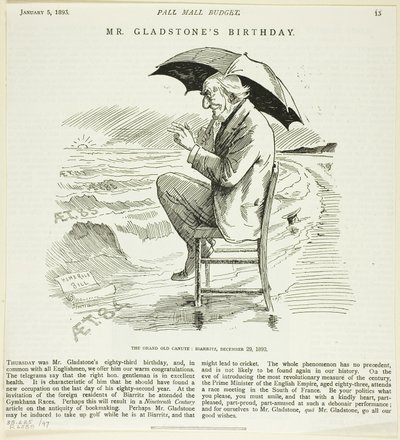 Mr. Gladstones fødselsdag, fra Pall Mall Budget af Unknown artist