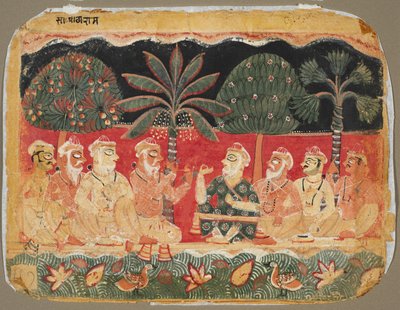 Nanda og de ældste, side fra en Bhagavata Purana af Unknown artist