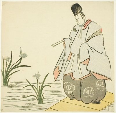 Narihira ved Yatsuhashi-broen af Unknown artist
