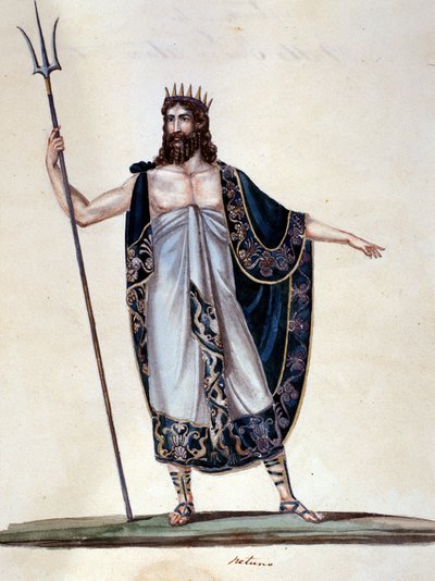 Neptun - akvarel af Unknown artist