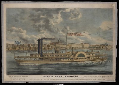 New Orleans. Dampbåden Missouri (litografi, farvelagt) af Unknown artist