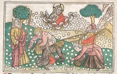 Nürnberg Bibelen: Manna falder fra himlen af Unknown artist