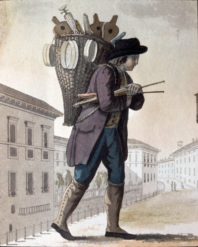 Gammel handel: skorstensfejeren (Litografi af Unknown artist