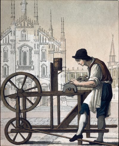 Gammel handel: knivsliberen (litografi af Unknown artist