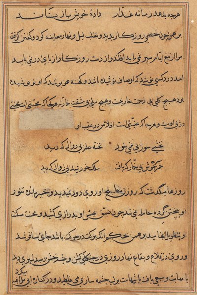 Side fra Tales of a Parrot (Tuti-nama): tekstside af Unknown artist