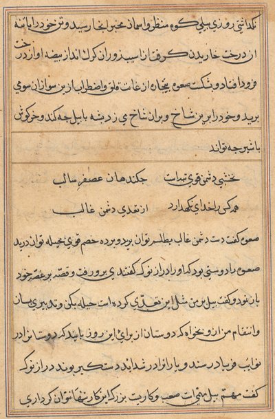 Side fra Tales of a Parrot (Tuti-nama): tekstside af Unknown artist