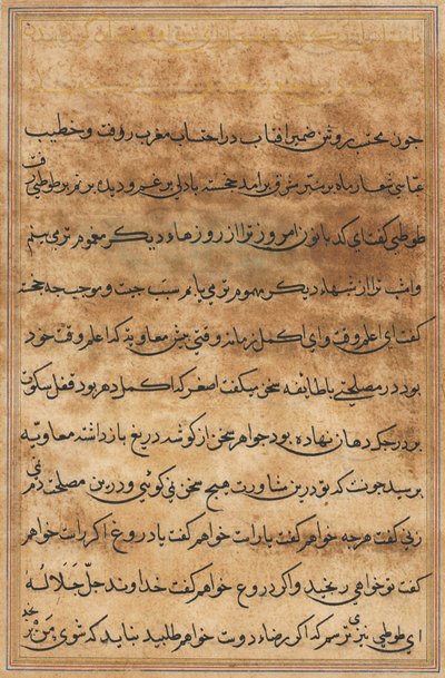 Side fra Tales of a Parrot (Tuti-nama): tekstside af Unknown artist