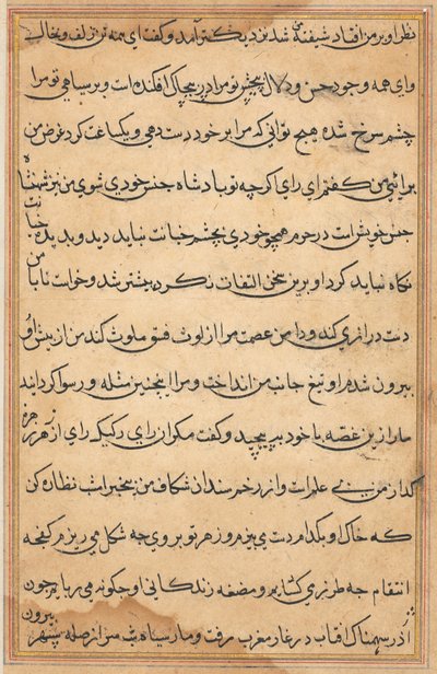 Side fra Tales of a Parrot (Tuti-nama): tekstside af Unknown artist
