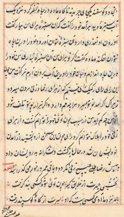 Side fra Tales of a Parrot (Tuti-nama): tekstside af Unknown artist