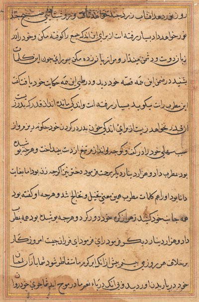 Side fra Tales of a Parrot (Tuti-nama): tekstside af Unknown artist
