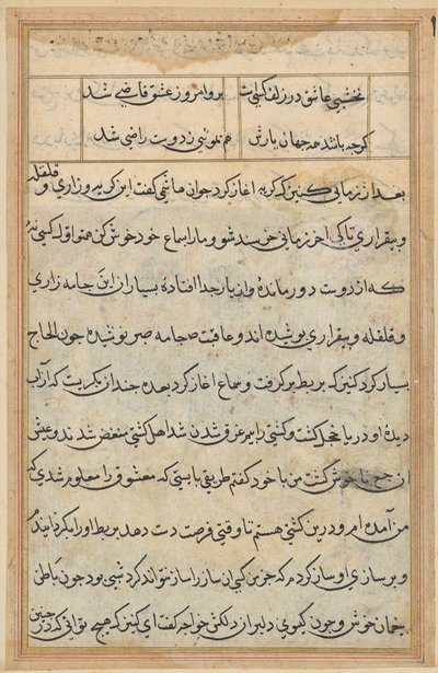 Side fra Tales of a Parrot (Tuti-nama): tekstside af Unknown artist