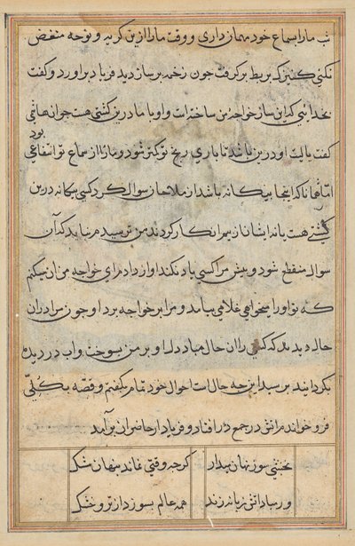 Side fra Tales of a Parrot (Tuti-nama): tekstside af Unknown artist